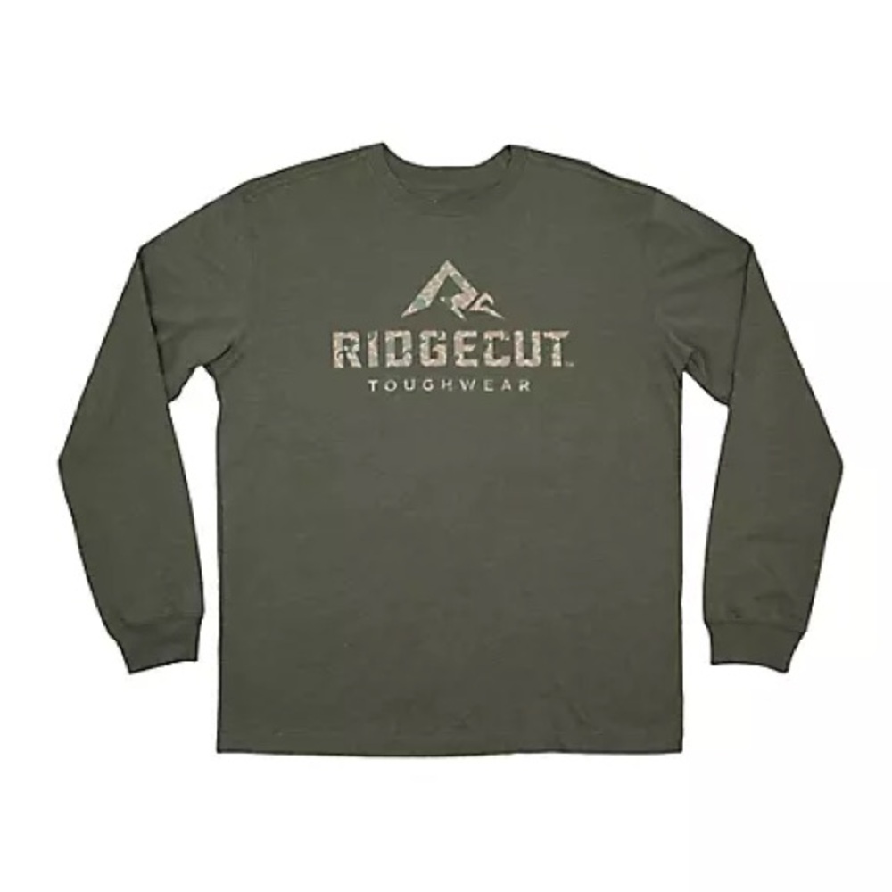 Ridgecut Men's Camo Logo Long-Sleeve T-Shirt Olive‎ NWT Size M